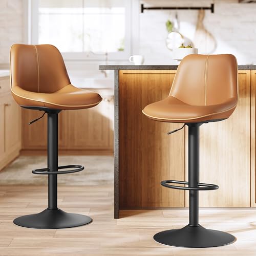 VASAGLE Bar Stools Set of 2, Adjustable Height Swivel