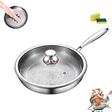Dsyrvd Titanium Hammered Pan Pro with Lid, Titanium Frying Pans For Cooking, Multifunctional Ultra-Durable Scratch-Resistant Non Stick Nutri Pans, New Upgraded Pot for Cooking (28cm/11in)