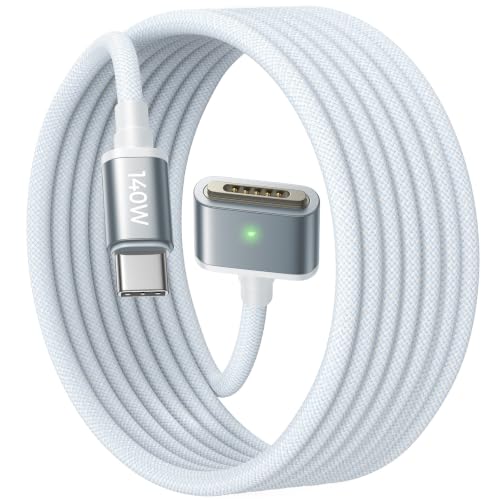 LISEN LISEN MacBook Air Charger Magnetic 140W Magsafe 3 Cable, Sky Blue 6.6FT