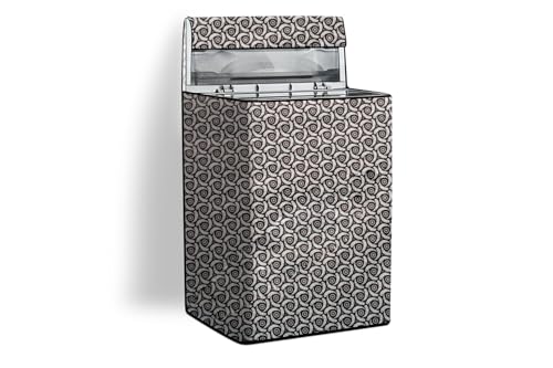Image of Stylista PVC Washing Machine Cover Compatible for Godrej 7 Kg Fully-Automatic Top Loading WT EON ADR 70 5.0 FDTNS ROGR, Packed Pattern Grey