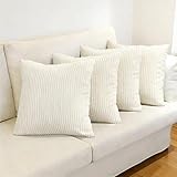 Longing Home Housse Coussin 50 x 50cm Beige, Lot de 4 taies d'oreiller Douces pour Coussins de canapé décoratifs, parfaites pour Le Salon et la Chambre Ainsi Que pour Les décorations de Noël