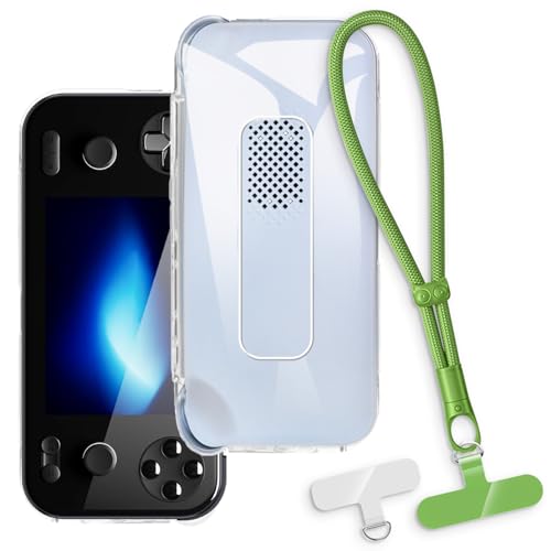 OAGELIM 2-in-1�ی�P�[�X�ƃ��X�g�X�g���b�v Ayaneo Pocket S Mini �Ƃ̌݊������� ���O���\�ȃ��j���[�h�t���d�b�J�o�[�A����~�ߕ����h�~�O���b�v�n���h�� (�N���A + �O���[��)