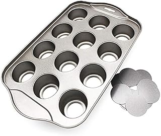 12 Mini Cake Tray Cheesecake Cup Non Stick Muffin Cupcake Baking Tin Pan Cupcake Tin Baking Mould Bakeware for Muffins Pudding Cupcakes