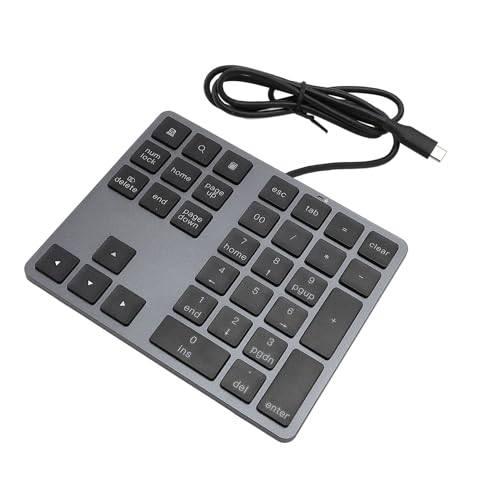 Teclado numérico USB C de 34 teclas con cable delgado y conectividad HUB 5