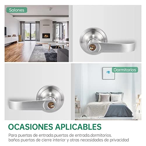 2 Privacy Door Lever Lock With 3 Keys Commercial Duty Door Lever Lockset Entry Locking Door Handle Set For Bedroom Bathroom Office Or Front Door 30 To 50Mm #TOP4