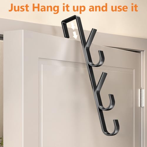 Miniatura 6 de Flintronic Ganchos Para Colgar Sobre La Puerta, 4 Piezas X 5 Ganchos Colgador Vertical Sobre La Puerta, Perchero Para Puerta Sin Taladrar, Para Dormitorio, Baño, Cocina, Armario, Negro