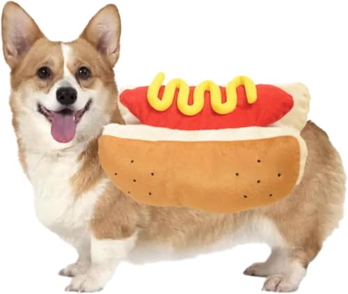 ISMARTEN Hot Dog Pet Costumes Fun Food Halloween Costumes for Small to Medium Dogs and Cats (Small) Yellow Red