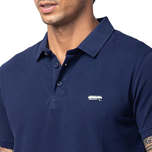 Image of Spykar Polo Collar Half Sleeves Cotton Blend Slim Fit T-Shirt for Men
