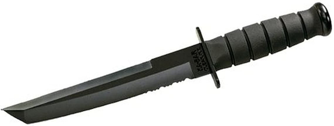 Ka-Bar 1245CP KA bar, Tanto, Serrated Edge, Black (Clam Pack),Medium