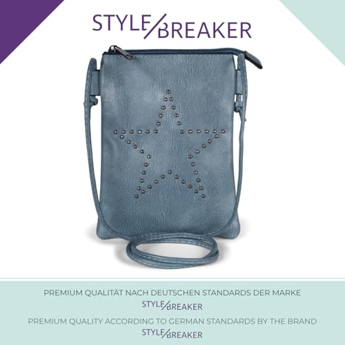 styleBREAKER Mini Bag Umhängetasche mit Nieten in Stern Form, Schultertasche, Handtasche, Tasche, Damen 02012235, Farbe:Blau