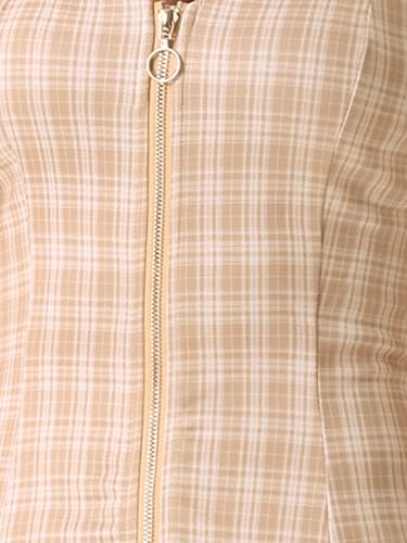 Image of Allegra K Women's Plaid Tube Dress Zip Up Strap Sleeveless Party Mini A-Line Dress