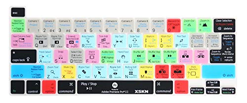 XSKN Premiere Pro CC Silicone Shortcut Keyboard Cover Skin for 2019 MacBook Pro 16 inch A2141 and 2020 MacBook Pro 13.3 inch A2338 M1 A2251 A2289 with Touch Bar & Touch ID US and EU Common Version
