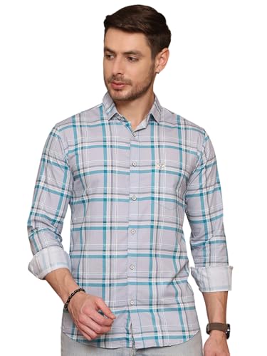 Image of Majestic Man Comfort Slim Fit Pure Cotton Checked Casual Shirt
