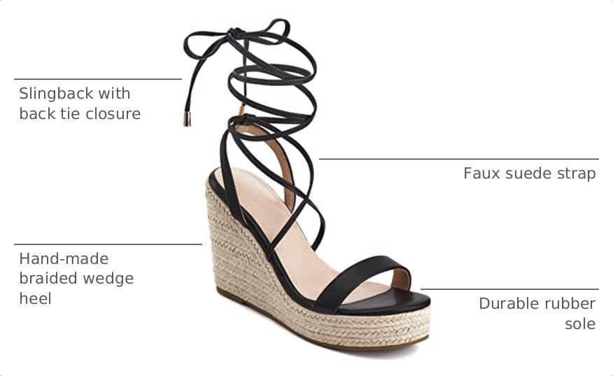 Image of Coutgo Women's Espadrille Wedges Lace Up Platform Ankle Cross Strap Slingback Summer Dress Sandals