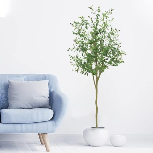 GarveeHome 5 FT Artificial Olive Tree, Faux Olive Tree with Silk Oliver Leaves and Lifelike Fruits, Fake Olive Plants in Pot for Home Decor