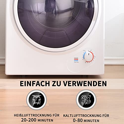Merax Klein Wäschetrockner, Wandmontierbar Ablufttrockner, Ablufttrockner Wäschetrockner Trommelwaschtrockner, 200-Minuten-Timer|Doppelfilter|850w|2,5 kg, Weiß, 50x42x59cm 5 Merax Klein Wäschetrockner, Wandmontierbar Ablufttrockner, Ablufttrockner Wäschetrockner Trommelwaschtrockner, 200-Minuten-Timer|Doppelfilter|850w|2,5 kg, Weiß, 50x42x59cm