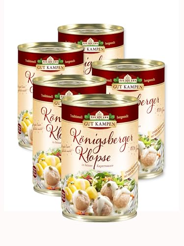 Gut Kampen Königsberger Klopse in Kapernsauce, 5 x 400 g - 4 Klopse pro Dose, Sparpaket