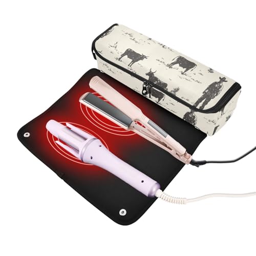 Bolsa de viaje para herramientas de cabello con almohadilla resistente al calor, impermeable, organizador para planchas y rizadores de viaje miniatura 2