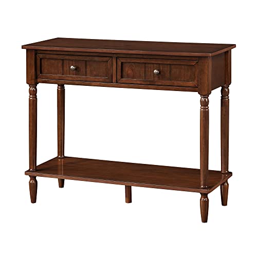 Convenience Concepts French Country 2-Drawer Hall Table with Shelf, Espresso