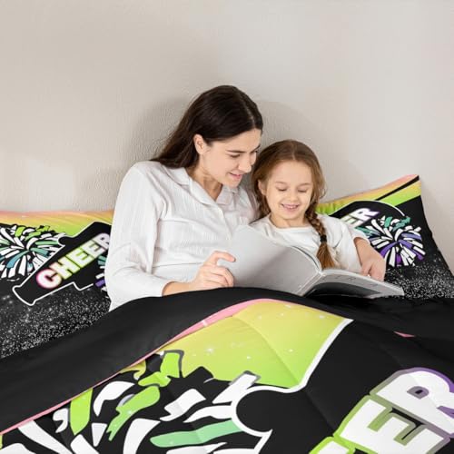Image of Feelyou Cheerleader Comforter Set Toddler Size Dreamy Girly Gymnastic Sports Comforter for Kids Boys Girls Gymnastics Lovers Bedding Set Cheer Sports Duvet Set Room Decor Quilt