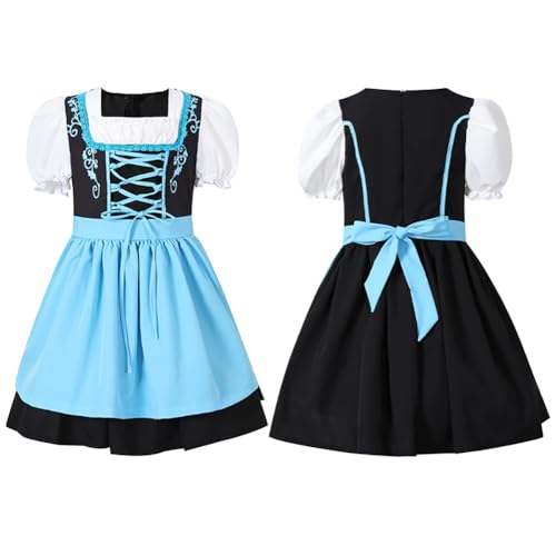 ABAFIP Girls Oktoberfest Dress German Bavarian Outfit Traditional Square Neck Short Puff Sleeve Ruffle Dresses2