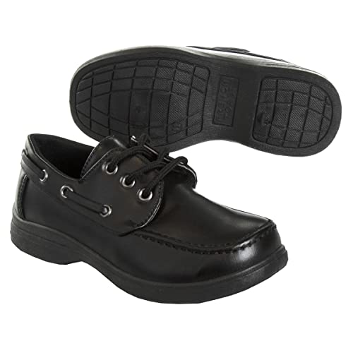 Image of French Toast Boys Shoes - Kids Oxford School Uniform Loafer Church Dress Shoes Slip-On Faux-Leather (Toddler-Big Kid) (Black)