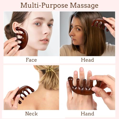 Image of Wooden Head Massager for Scalp - Relaxing Acupressure Comb for Stress Relief, Hair Growth & Improved Blood Circulation