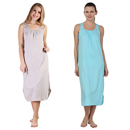 Image of BLAZON Women's Cotton Hosiery Solid Maxi Nighty Slip (Pack of 2) Available Sizes: S, M, L, XL, 2XL, 3XL, 4XL, 5XL