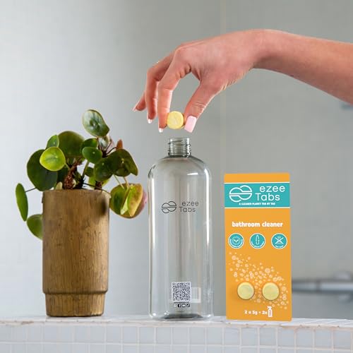 EzeeTabs Badreiniger Bundle – Reinigungstabs für ein mikroplastikfreies, biologisch abbaubares und veganes Putzmittel – 2 x Reiniger für hygienische Sauberkeit und 1 x wiederverwendbare Flasche