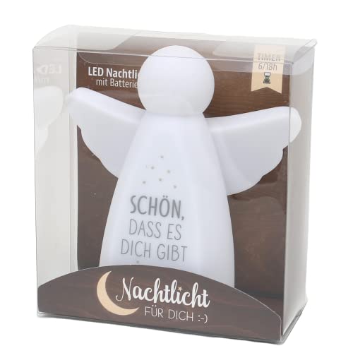Dekohelden24 Luce Notturna Con Poesia "Schön, Dass Es Dich Gibt" - Lampada LED Con Timer 6/18h, A Batterie, 13x5x16 Cm - Regalo Emozionale Per Camera Da Letto