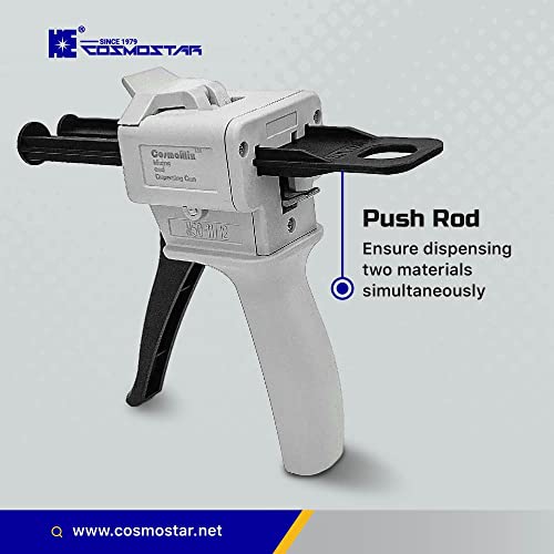COSMOSTAR Mixing & Dosing Gun for 50 ml Cartridges - 1:1 & 2:1 Mixing Ratio, Epoxy Resin & Adhesive Dispenser Compatible with Loctite, Devcon, Araldite