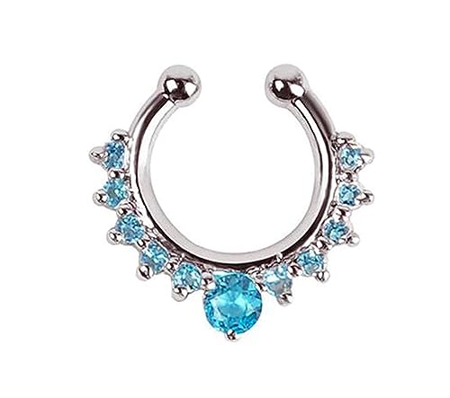 Image of RUVEE Nose & Ear Clip Titanium Plated Pin Non Pierced Just Press for Women & Girls Septum Ring