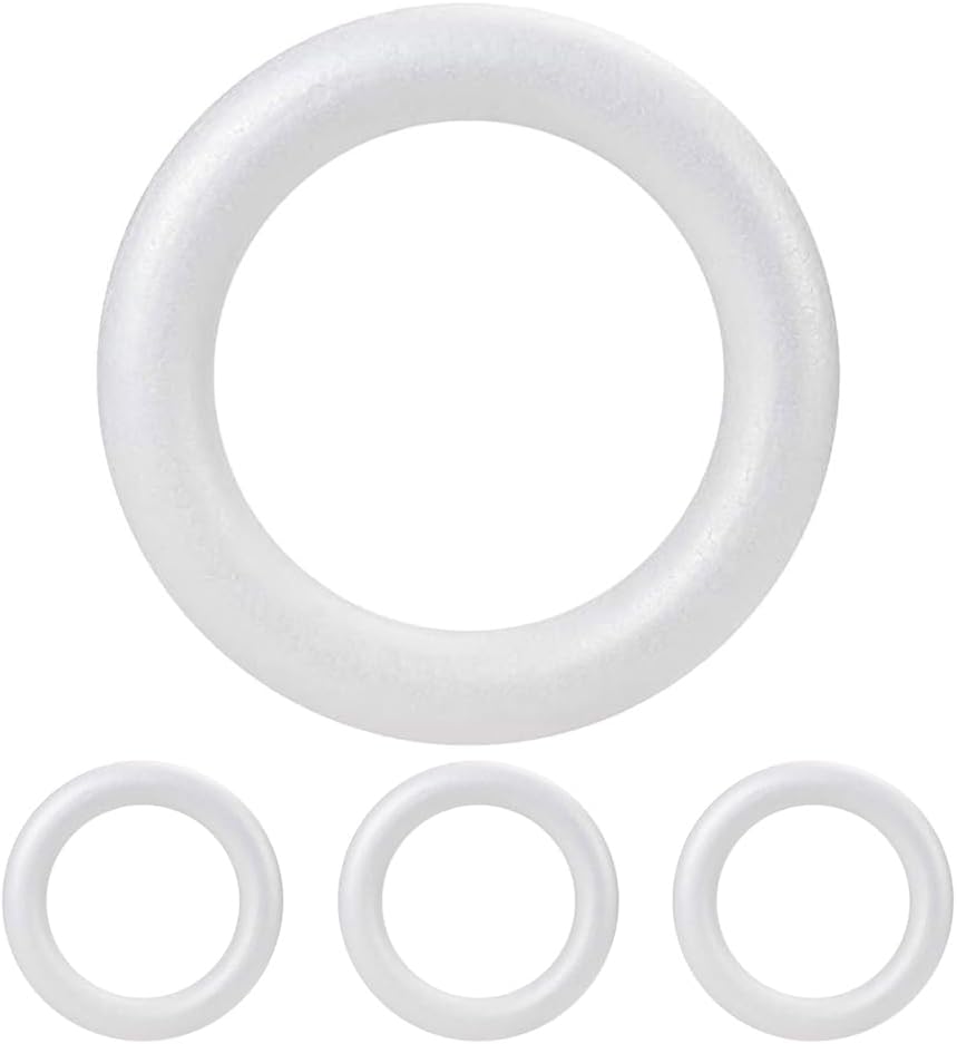 Operitacx 4pcs Foam Wreath Forms, 8.7 Inch Round Foam Rings for DIY Craft Projects, Christmas, Wedding, Home Decoration