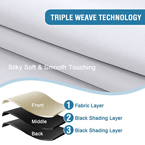 100% Blackout Curtains For Bedroom Thermal Insulated Blackout Curtains 45 Inch Length Heat And Full Light Blocking Curtains Window Drapes For Living Room With Black Liner 2 Panels Set, Bleached White #TOP3