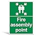Price comparison product image V Safety Fire Assembly Point Sign with Family Icon - Outdoor Emergency Meeting Point Signage - 300mm x 400mm Portrait, 1mm Rigid Plastic, Green & White - EN ISO 7010 Compliant