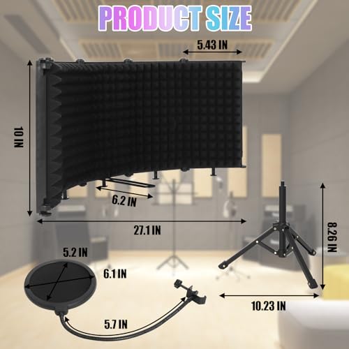 Microphone Isolation Shield with Tripod Stand & Pop Filter for Studio by Swess - Used condition - Image 6