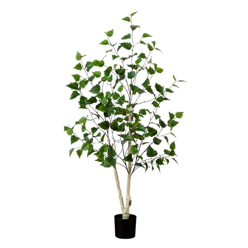 Nearly Natural 4 ft Artificial Birch Tree Real-Touch Leaves Indoor Plant