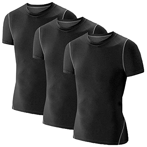3 Pack Youth Boys Compression Shirt Athletic Short Sleeve Football Undershirts Quick Dry Jerseys Soccer Shirts #TOP2