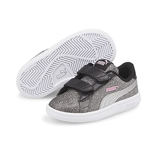 PUMA Puma Kids Smash 2 Hook and Loop Sneaker, Black Silver-Prism Pink, 4 US Unisex Toddler