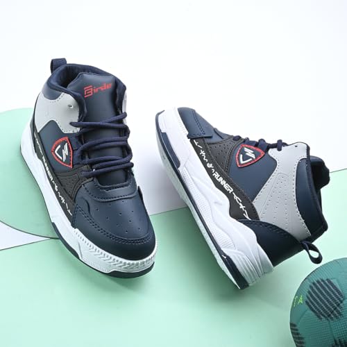 Image of Birde Stylish Comfortable Regular Wear Trekking & Hiking Walking Hi Neck Shoes with Rubber Outsole Memory Foam Casual Blue PVC High-Top Shoes for Kids Memory Foam Shoes