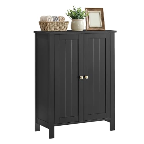 VASAGLE Freestanding Bathroom Floor Storage Cabinet, Storage Cupboard, Bathroom Storage Unit, with 2 Adjustable Shelves, 30 x 60 x 80 cm, Ink Black BCB060B01