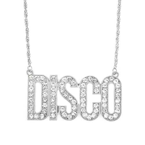 Disco Necklace for Men,Disco Gold Chain Necklace 70s Party Chain Jewelry,70s Disco Accessories, Disco Costume Accessories for 50S 60S 70S 80S Disco Theme Party