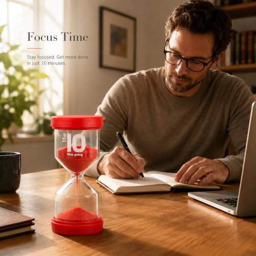 Image of Sand Timer 30 Minute, Sand Clock, Hour Glass Sand Timer Sand Clock Sandtimer Classroom Games Home Kitchen Officesand Clock Timer for Room Hourglass (RED)