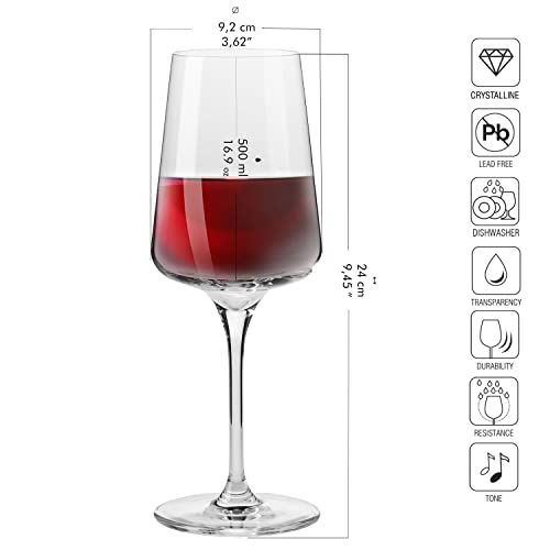 Krosno Red Wine Glasses | Elegant Design | Set Of 6 Glasses | 16.91 Oz | Infinity Collection | Traditional Craft | Ideal For Home, Restaurant And Party | Dishwasher Safe #TOP1