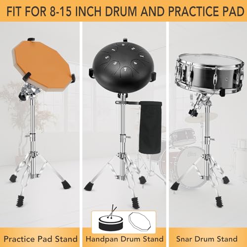 Image of Snare Drum Stand Snare Stand with Drumstick Holder and a Pair of 5A Drum Sticks Fit for 8 to 15 Inch Snare Drum and Practice Pad, Adjustable Height 15.8 to 22.8 Inches for Drum Beginners (2 Pack)