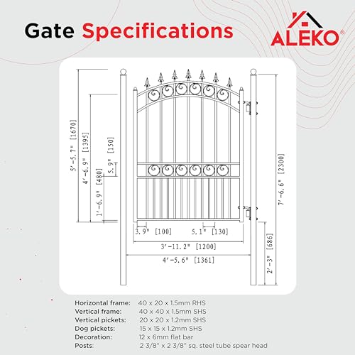 Image of ALEKO Driveway Pedestrian Gate | Metal Garden Gate | Pedestrian Door for Steel Gate | Anti-Rust Steel Gate | London | 5 ft PGLON