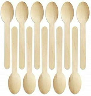 24 Pcs Disposable Wooden Cutlery Spoons| 100% Biodegradable Compostable Eco-Friendly Plastic Free Natural Birch Wood| Ideal for Wedding Picnic Party Outdoor Office BBQ