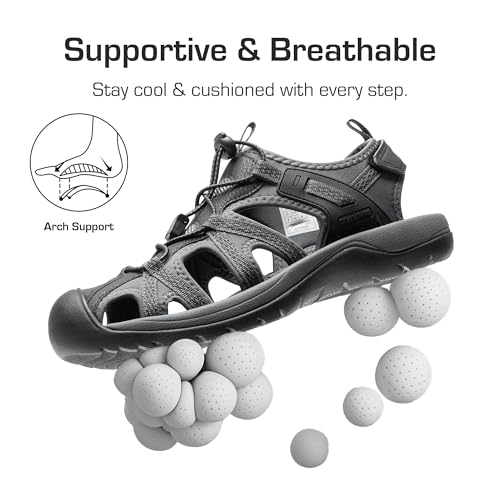 Image of DREAM PAIRS Men's Sandals Hiking Water Sport Athletic Beach Outdoor Comfortable Casual Closed Toe Summer Sandal Shoes