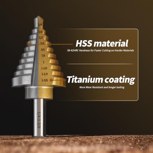 Yougfin Titanium Step Drill Bit Set
