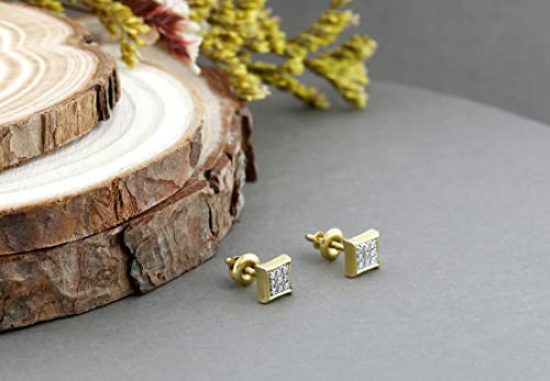 Dazzlingrock Collection 0.08 Carat (ctw) Round White Diamond 5.50mm Kite Shape Hip Hop Iced Out Studs in 18K Yellow Gold Plated Sterling Silver, Unisex Design Ladies, Mens Real Diamond Earrings4